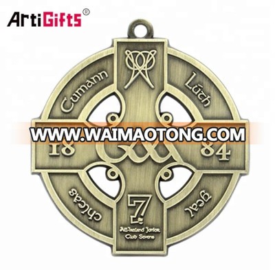 Factory wholesale die casting bronze antique brass souvenir award medal