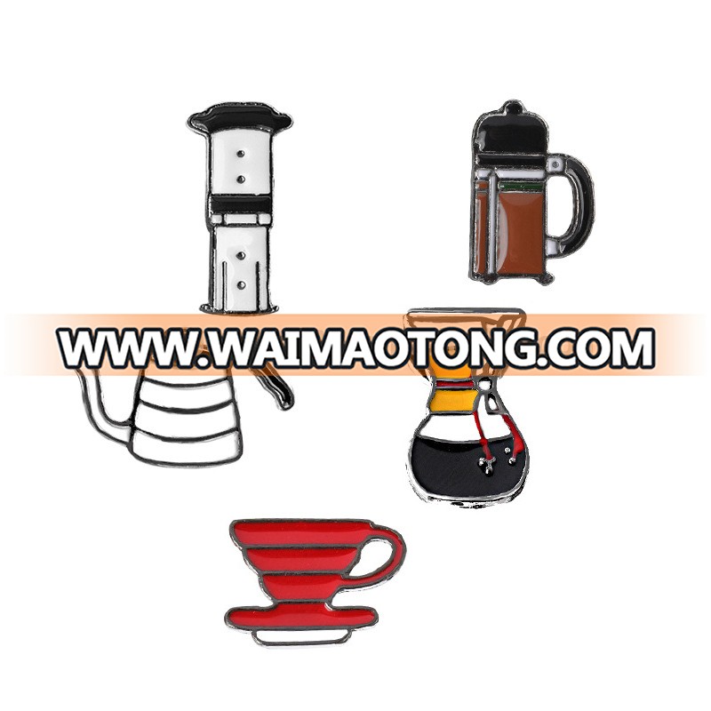 Pin Set enamel Badge Punch Pot AeroPress Chemex Filter Bowl Coffee Enamel Pins